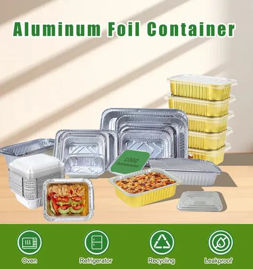 8011 8389 Price Disposable Aluminium Foil Container 750ml with Flat Lid with Cover in Microwave Price 3003 Aluminum Foil Tray /Dishes for Cake and Frozen Food